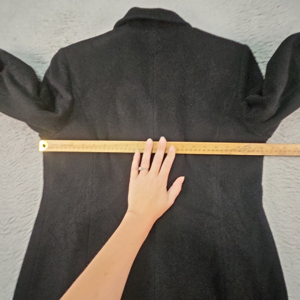 Albert Nipon Peacoat Womens 8 Black Double Breasted Wool Cashmere Blend USA - Picture 15 of 16